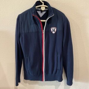 Tommy Hilfiger Rare Hybrid Track Jacket Collar Navy Vintage Sweater Men’s Size M